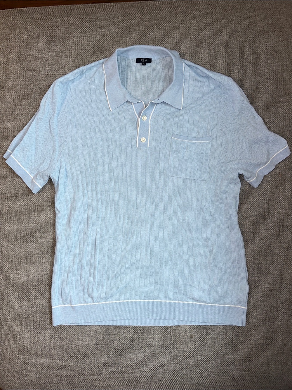 Rails Pale Blue Short-Sleeve Polo with Chest Pocket